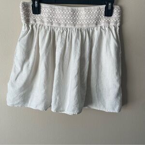 J. Crew White Smocked Waist Mini Skirt